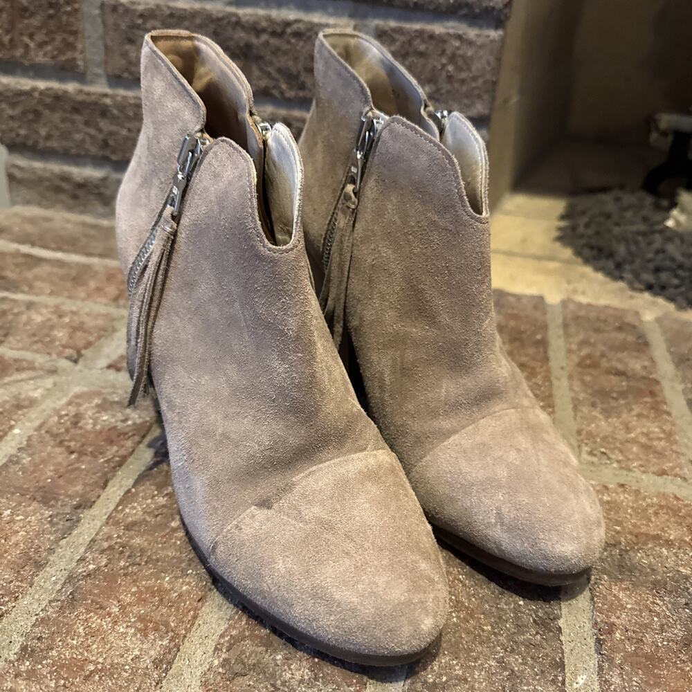 Rag & Bone Margot Suede Bootie Ankle Boot Tan Double Zip 38.5 #0080